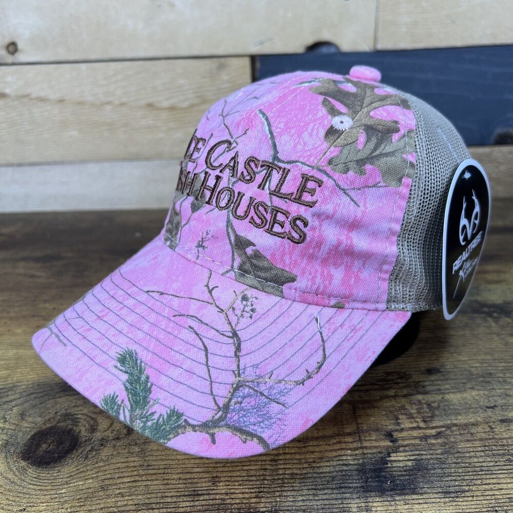 Ice Castle Fish House Pink Camouflage Trucker Mesh Snapback Hat Baseball Cap